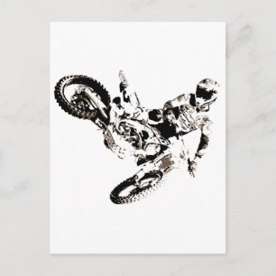 Carte Postale Pop Art Motocross Motorcyle Sport