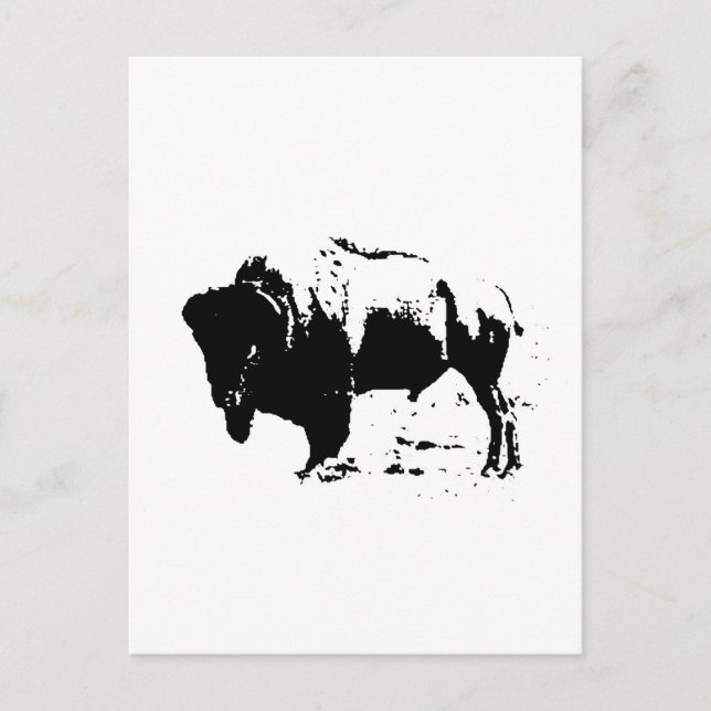 Carte Postale Pop Art noir et blanc Buffalo Silhouette (Devant)