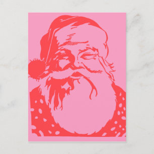 Carte Postale Pop art Père Noël rose rouge