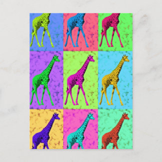 Carte Postale Pop Art Popart Walking Giraffe Multi-Color