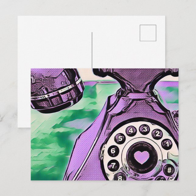 Carte Postale Pop Art Retro Téléphone (Devant / Derrière)