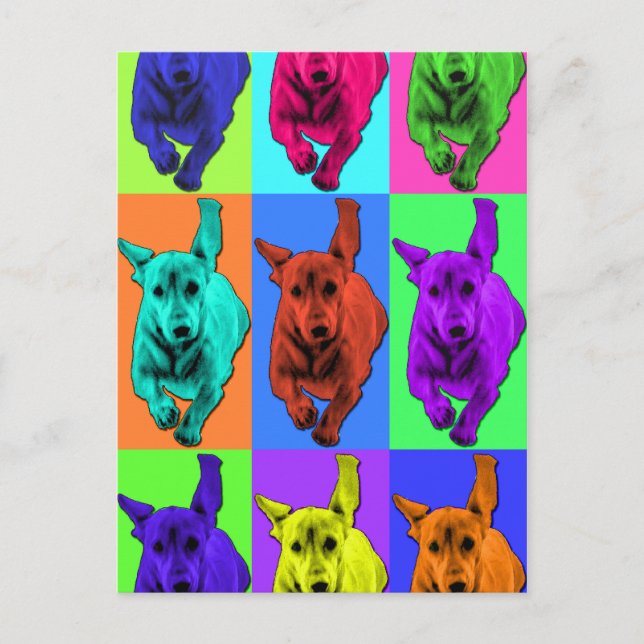 Carte Postale Pop Art Running Dachshund Oars Flapping (Devant)