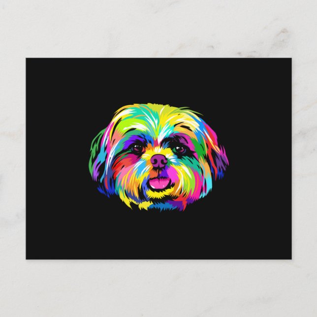 Carte Postale Pop Art Shih Tzu Amoureux de les chiens (Devant)