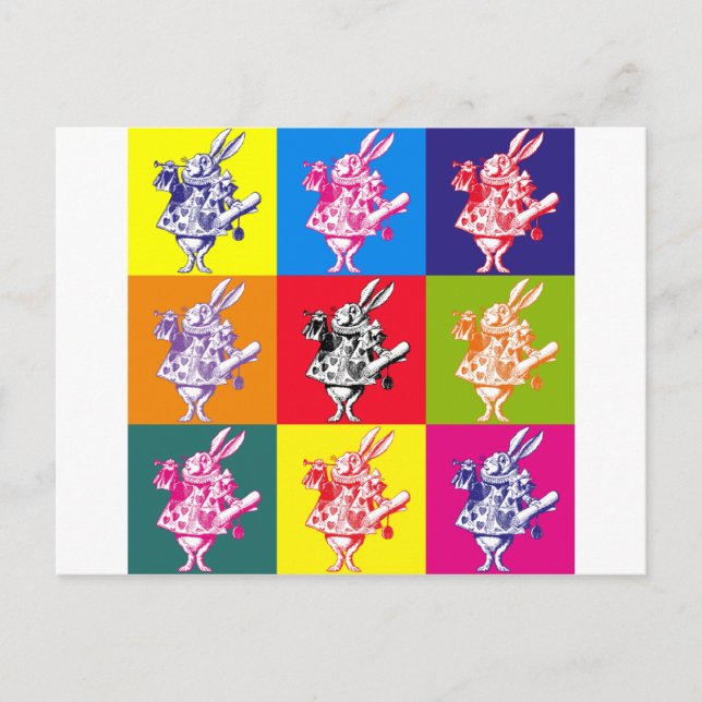 Carte Postale Pop Art White Rabbit (Devant)