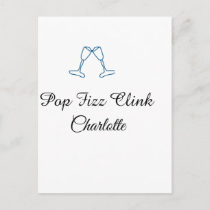 Carte Postale Pop fizz clink bouteille de champagne bleue nouvel