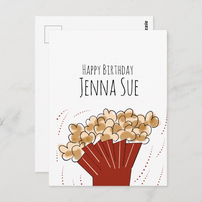 Carte Postale Popcorn Movie Extérieur Fête Anniversaire (Devant / Derrière)