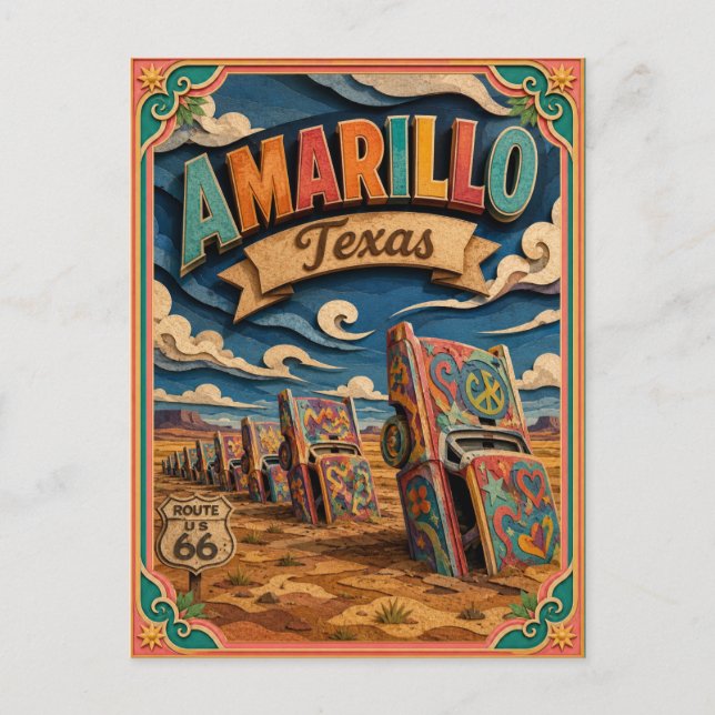 Carte Postale PopCut États Amarillo Texas Art Papier (Devant)