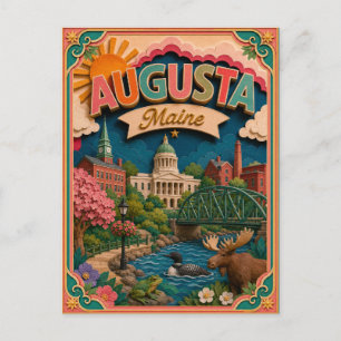 Carte Postale PopCut États Augusta Maine Art Papier