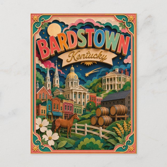 Carte Postale PopCut États Bardstown Kentucky Art Papier (Devant)