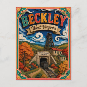 Carte Postale PopCut États Beckley Virginie-Occidentale Art Papi