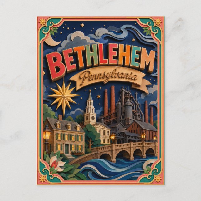Carte Postale PopCut États Bethlehem Pennsylvanie Art Papier (Devant)