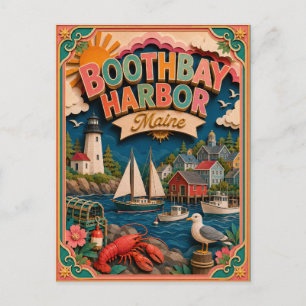 Carte Postale PopCut États Boothbay Harbor Maine Art en Papier