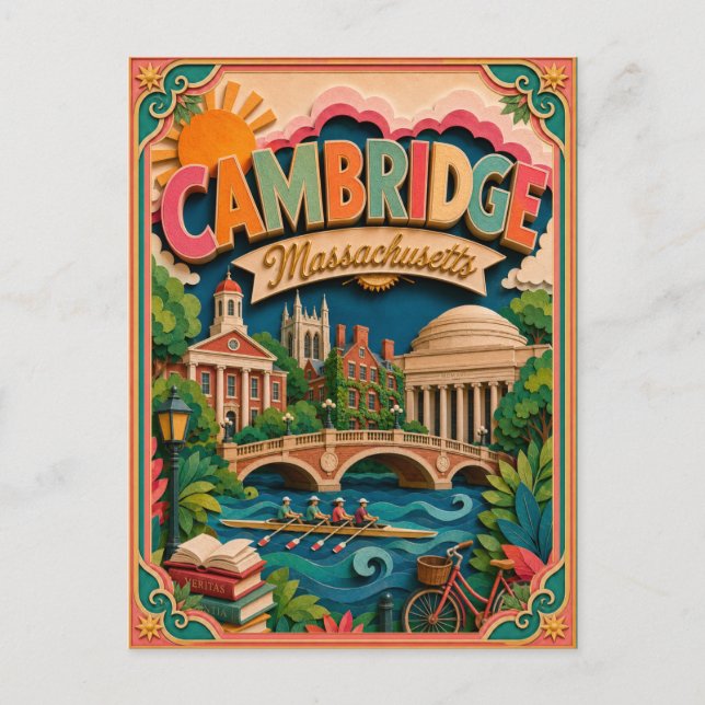 Carte Postale PopCut États Cambridge Massachusetts Art Papier (Devant)