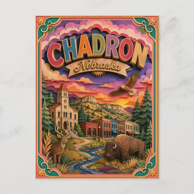 Carte Postale PopCut États Chadron Nebraska Art Papier (Devant)