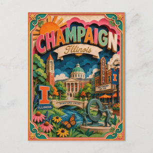 Carte Postale PopCut États Champaign Illinois Art en Papier