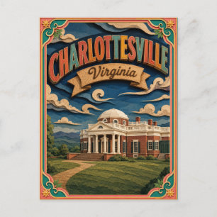 Carte Postale PopCut États Charlottesville Virginie Art Papier