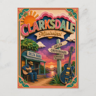 Carte Postale PopCut États Clarksdale Mississippi Art Papier