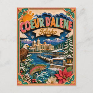Carte Postale PopCut États Coeur d'Alene Idaho Art Papier