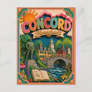 Carte Postale PopCut États Concord Massachusetts Art Papier