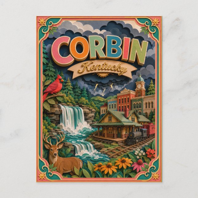 Carte Postale PopCut États Corbin Kentucky Art Papier (Devant)
