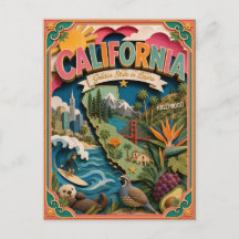 PopCut États de Californie Art en Papier 3D Coloré