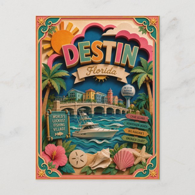 Carte Postale PopCut États Destin Floride Papier Art (Devant)