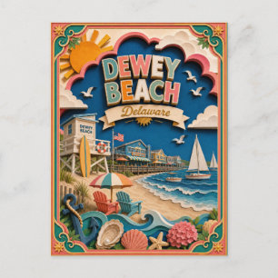 Carte Postale PopCut États Dewey Beach Delaware Art en Papier