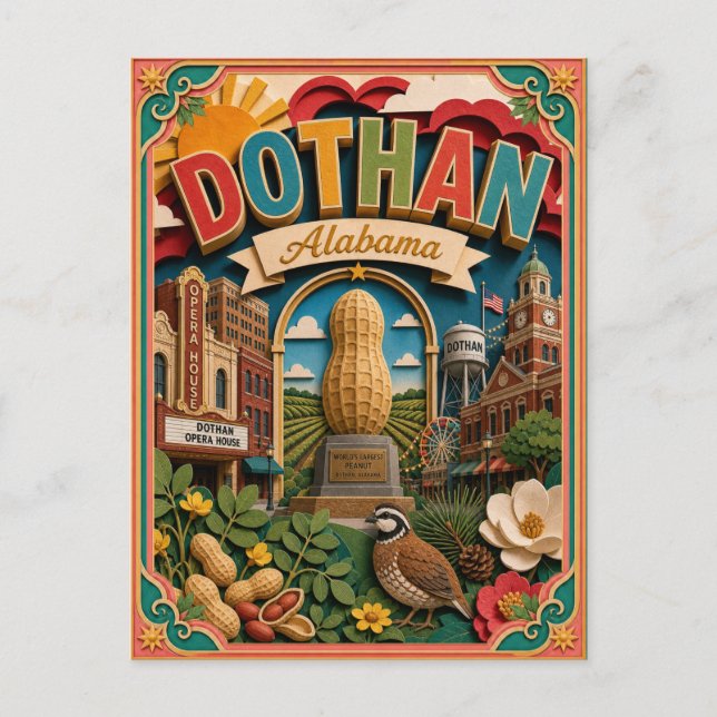 Carte Postale PopCut États Dothan Alabama Art Papier (Devant)