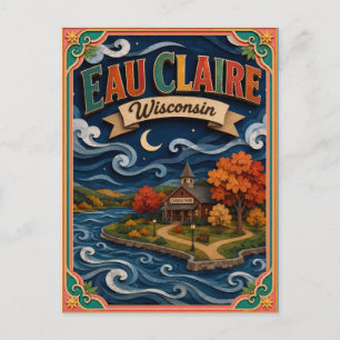 Carte Postale PopCut États Eau Claire Wisconsin Art Papier