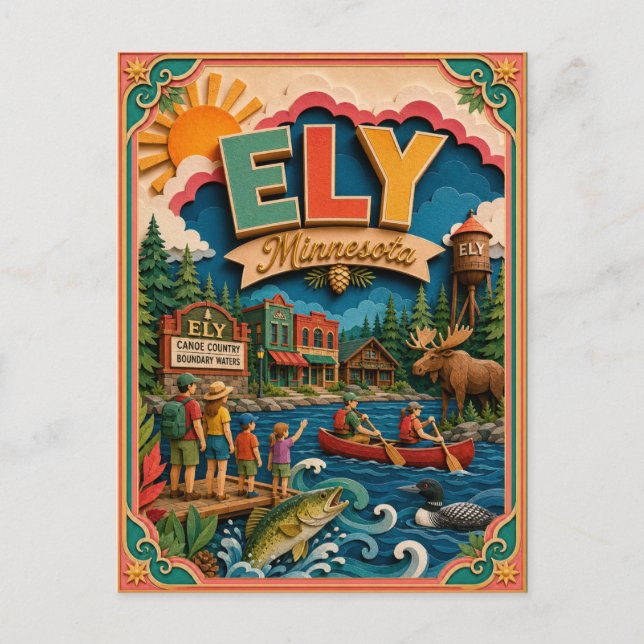 Carte Postale PopCut États Ely Minnesota Art Papier (Devant)
