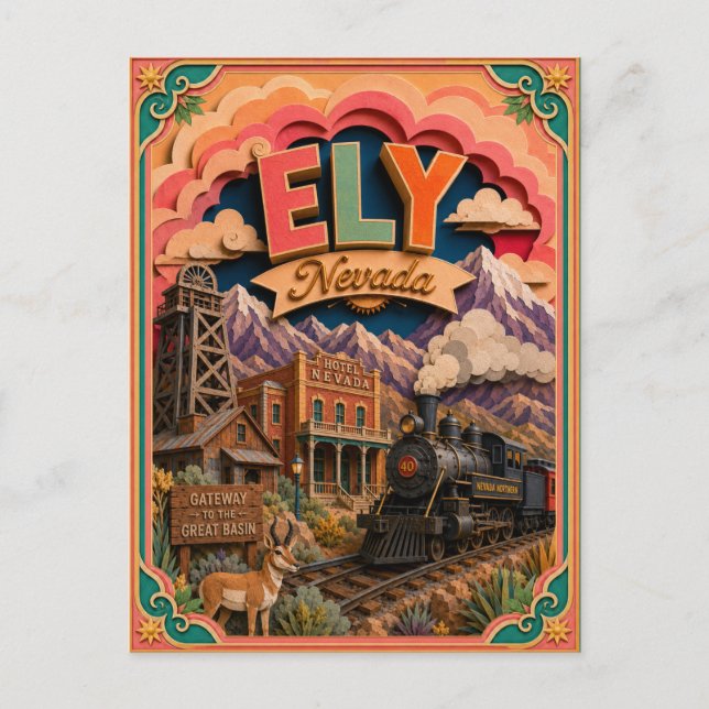 Carte Postale PopCut États Ely Nevada Art Papier (Devant)