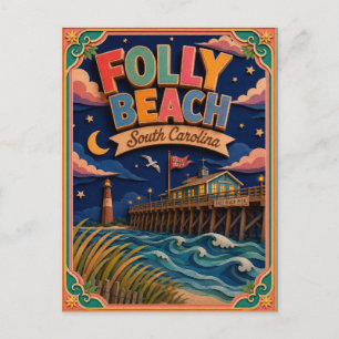 Carte Postale PopCut États Folly Beach Caroline du Sud Art Papie