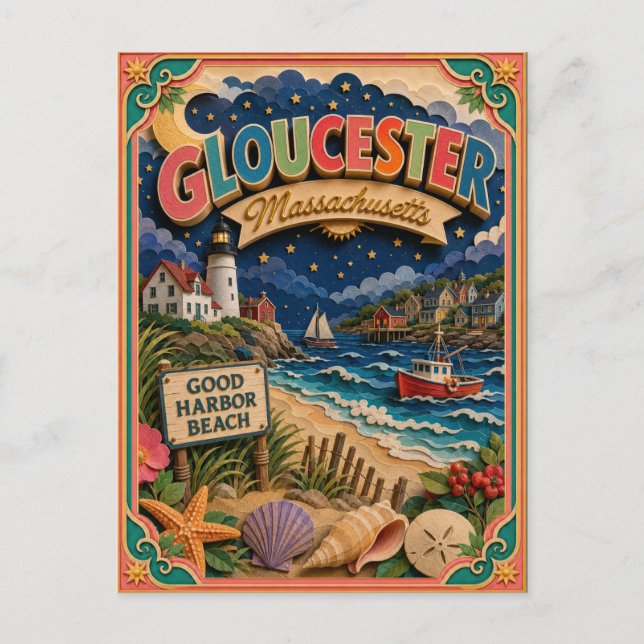 Carte Postale PopCut États Gloucester Massachusetts Art Papier (Devant)