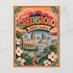 Carte Postale PopCut États Greensboro Caroline du Nord Art Papie