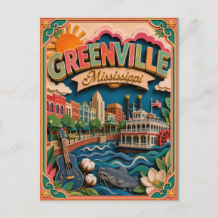 Carte Postale PopCut États Greenville Mississippi Art Papier