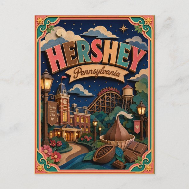 Carte Postale PopCut États Hershey Pennsylvanie Art Papier (Devant)