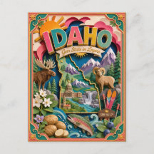 PopCut États Idaho Coloré Art en Papier 3D