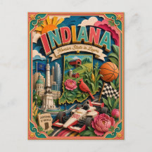 PopCut États Indiana Coloré Art en Papier 3D