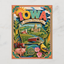 PopCut États Iowa Art en Papier 3D Coloré