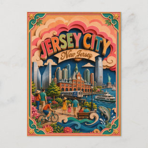 Carte Postale PopCut États Jersey City New Jersey Art Papier