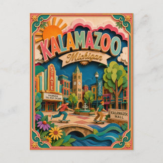 Carte Postale PopCut États Kalamazoo Michigan Art Papier