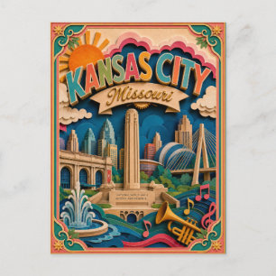 Carte Postale PopCut États Kansas City Missouri Art Papier