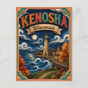 Carte Postale PopCut États Kenosha Wisconsin Art Papier