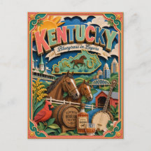 PopCut États Kentucky Coloré Art en Papier 3D