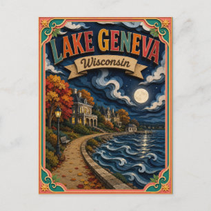 Carte Postale PopCut États Lac Genève Wisconsin Art Papier