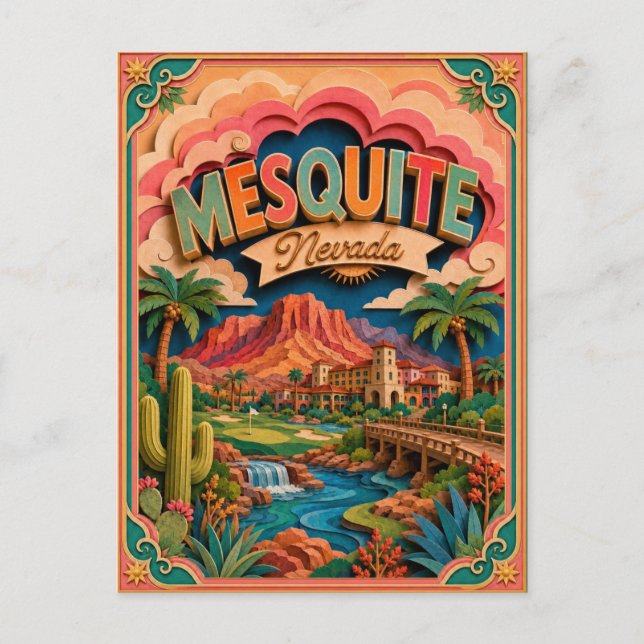 Carte Postale PopCut États Mesquite Nevada Art Papier (Devant)
