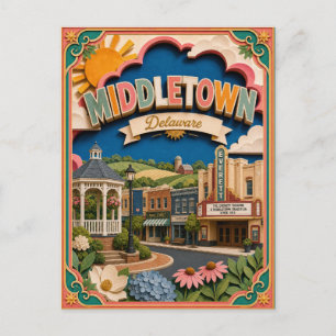 Carte Postale PopCut États Middletown Delaware Art en Papier