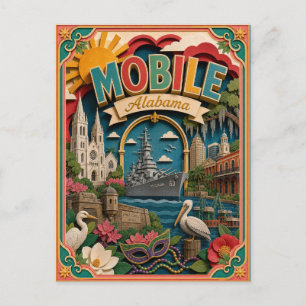 Carte Postale PopCut États Mobile Alabama Art Papier