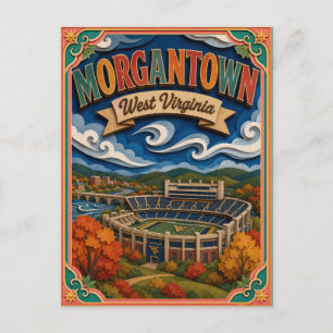 Carte Postale PopCut États Morgantown Virginie-Occidentale Art P
