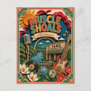 Carte Postale PopCut États Muscle Shoals Alabama Papier Art